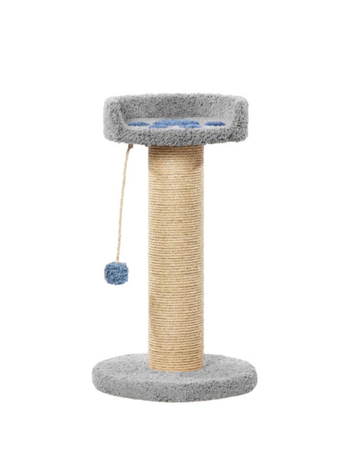 Когтеточка столбик с лежанкой «Ряпушка» 52×52×90 см, сизаль, серый