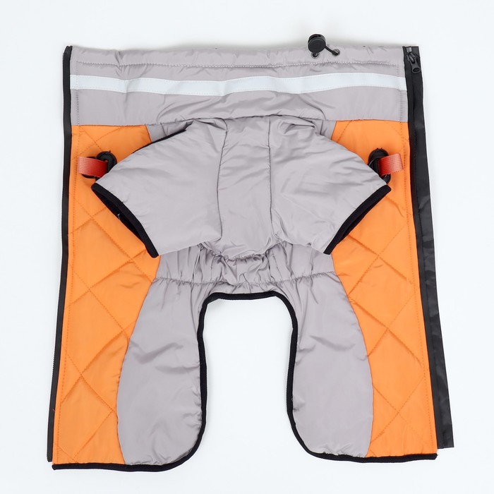 Куртка для больших собак, размер 4XL, ДС 55, ОШ 53, ОГ 73 см, мембрана, серая, оранжевая