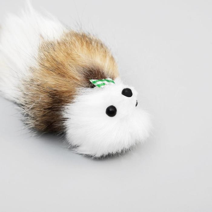 Мышь, корпус 7 см, натуральный мех, цвет МИКС