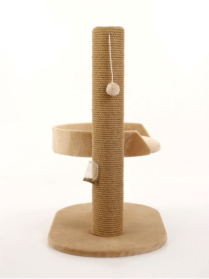 Когтеточка «АЛЬФА», 62×35×62, с лежанкой, джут, бежевая