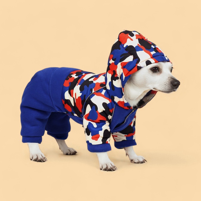 Комбинезон «Go-Иди», с утяжкой, размер 8, ДС 19 см, ОГ 30, ОШ 22 см, синий, камуфляж