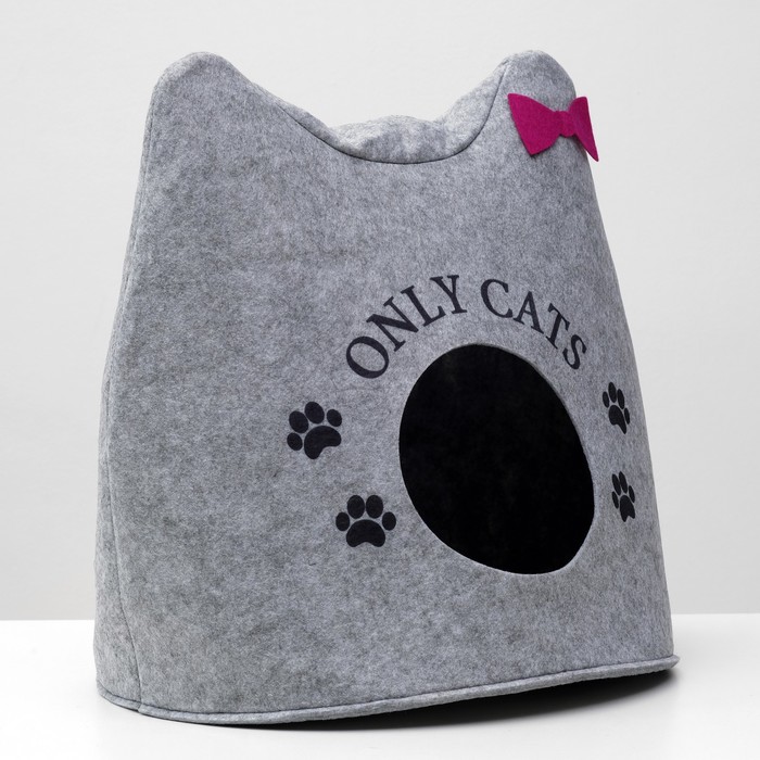 Домик для животных «Ушастик ONLY CATS», 46×46×43 см, войлок, серый