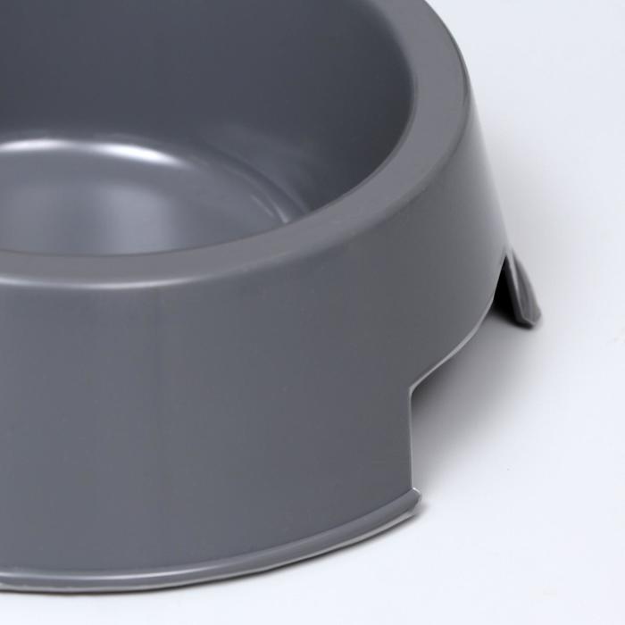 Миска двойная, 2×380 мл, 29.5×16.5×5 см, пластик, серая