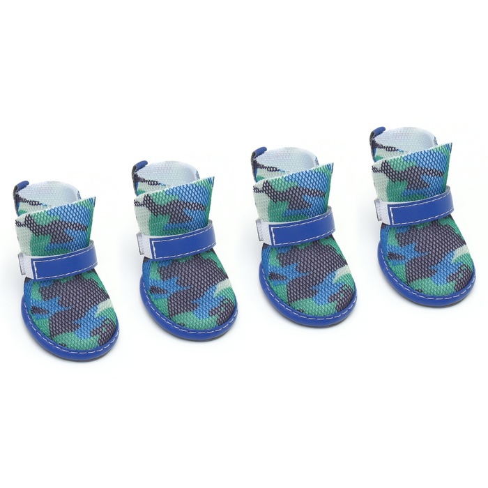 Ботинки для собак «Боец», набор 4 шт., размер 3 (подошва 5×4.2 см) камуфляж синий