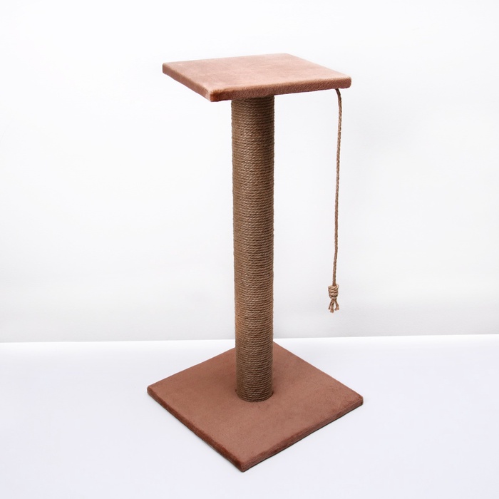 Когтеточка, 40×40×84 см, с высоким и толстым столбиком и площадкой, джут, МИКС