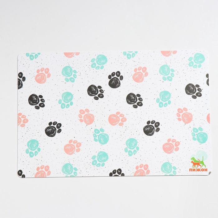Коврик под миску «Пижон» с нескользящим основанием 43×28 см «Лапки»