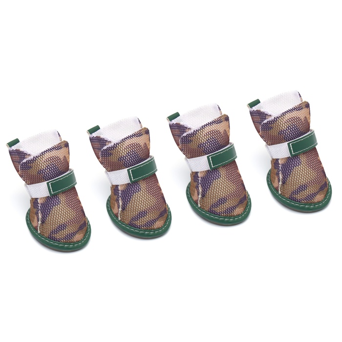 Ботинки для собак «Боец», набор 4 шт., размер 2 (подошва 4.5×3.7 см) камуфляж