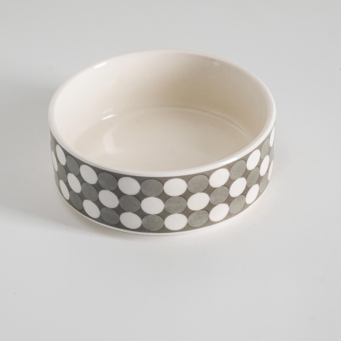 Миска «Горошек», 200 мл, 10.5×10.5×4 см, керамика, серая, белая