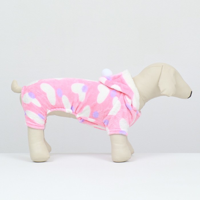 Комбинезон «Любовь», с капюшоном, размер 2XL, ДС 40 см, ОШ 43 см, ОГ 50 см, розовый