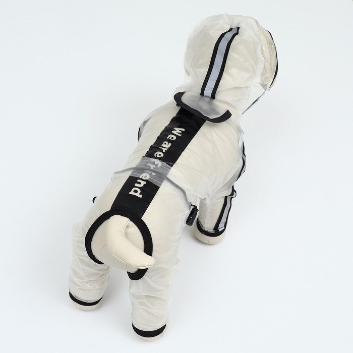 Дождевик - комбинезон для собак, размер 2XL, ДС 42, ОГ 55, ОШ 46.5 см, вес 15-20 кг, прозрачный