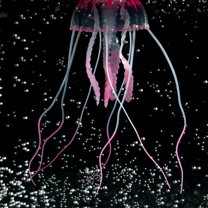 Декор для аквариума «Медуза», 5×5×15 см, с неоновым эффектом, силикон, розовая