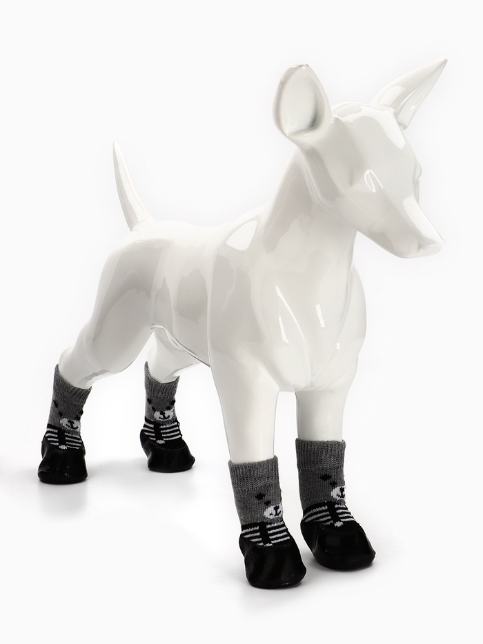 Носки «Мишки», размер S, 4 х см, с прорезиненной подошвой, чёрные