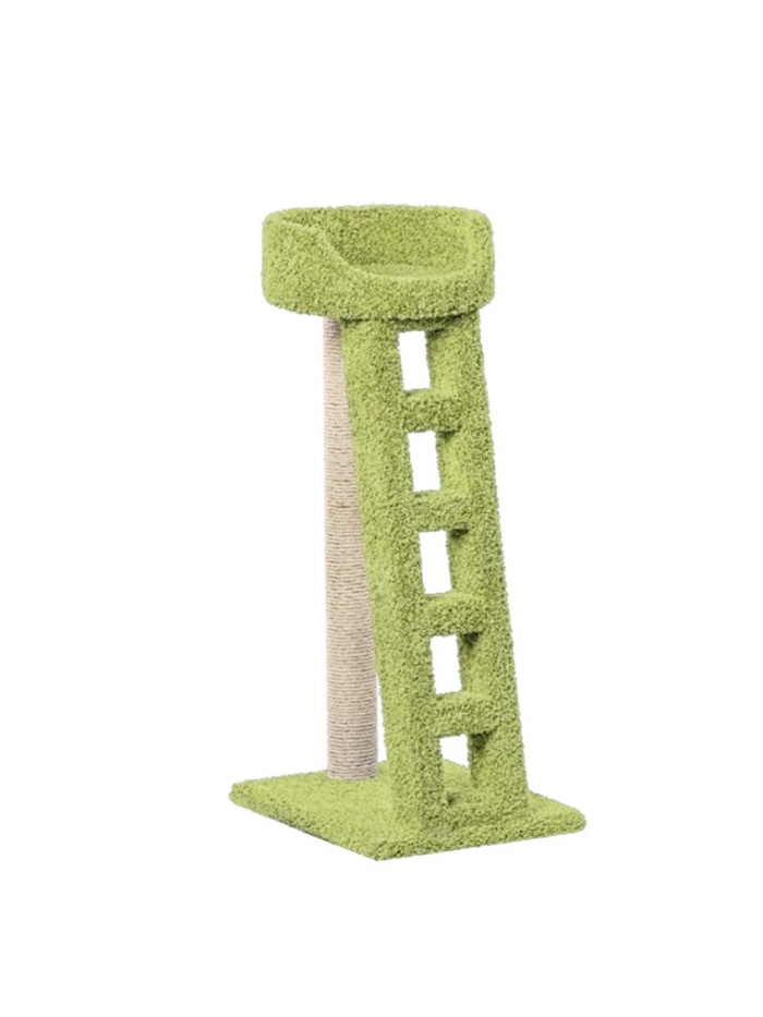 Когтеточка с лежанкой «Лежанка с лестницей» 58×46×114 см, сизаль, зеленый