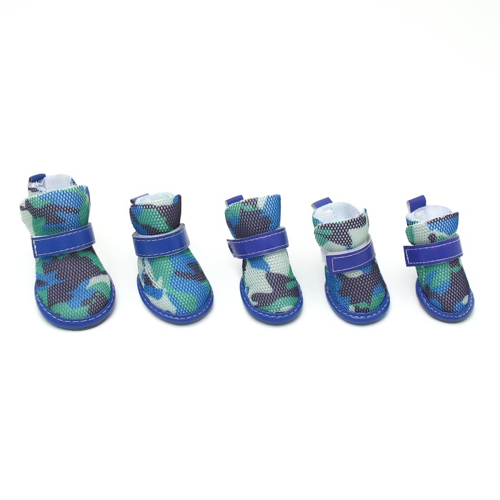 Ботинки для собак «Боец», набор 4 шт., размер 5 (подошва 6.2×5 см) камуфляж синий