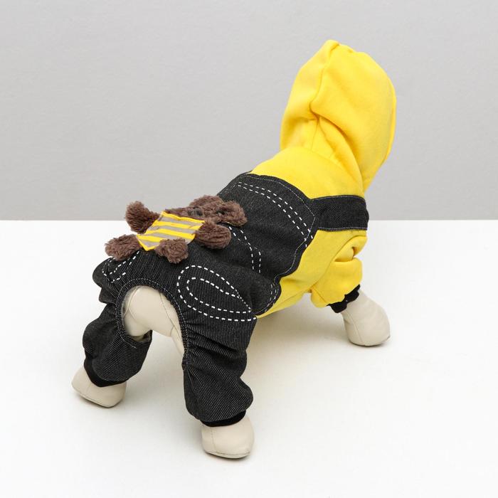 Комбинезон «Мишка», размер M, ДС 28 см, ОШ 30 см, ОГ 38 см, жёлтый, чёрный