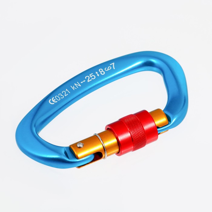 Карабин с муфтой «Мастер К», 10×6 см, 25 KN, голубой