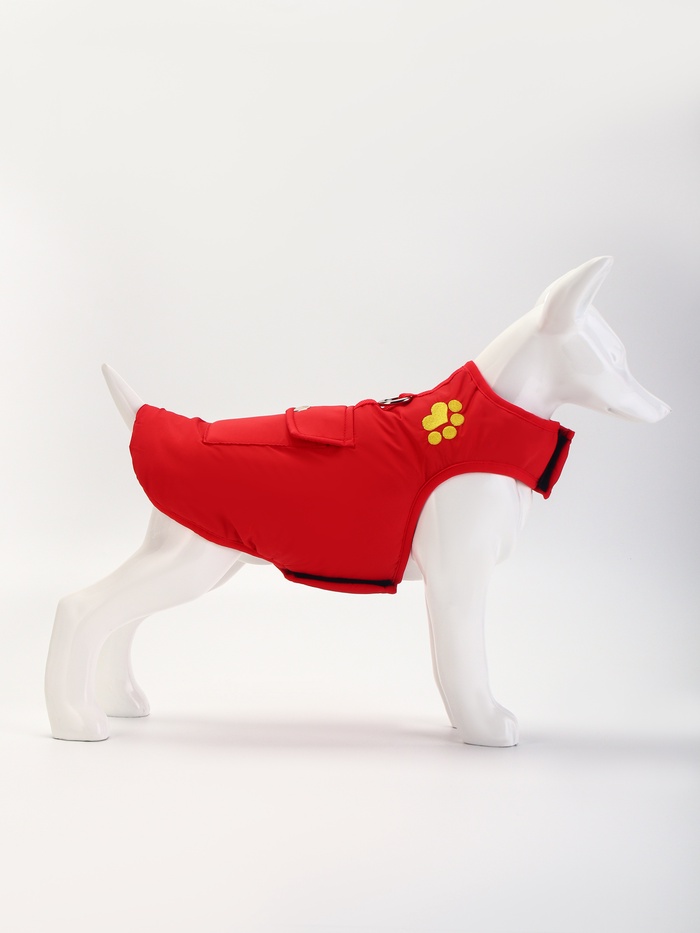 Куртка - попона, двусторонняя, размер XL, ДС 40, ОГ 54 см, вес 11-19 кг, красная