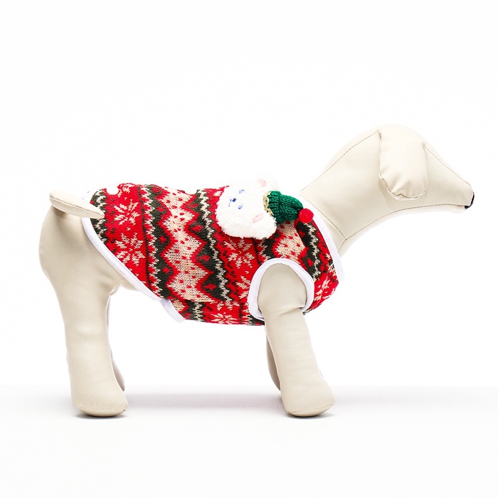 Кардиган с мишкой для собак, новогодний, размер M