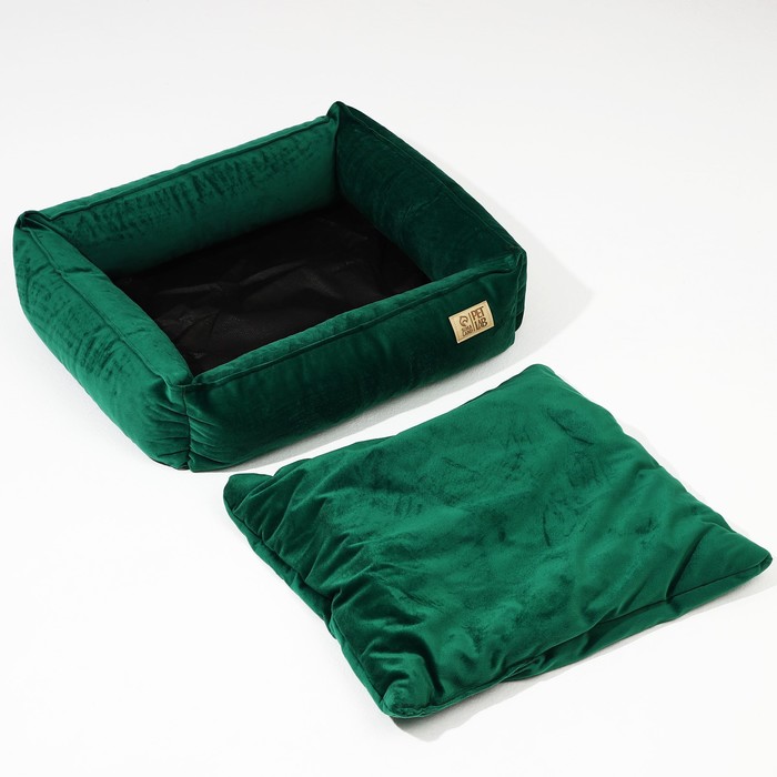 Лежанка для кошек и собак велюровая Pet Lab, 45×40×15 см, изумрудная