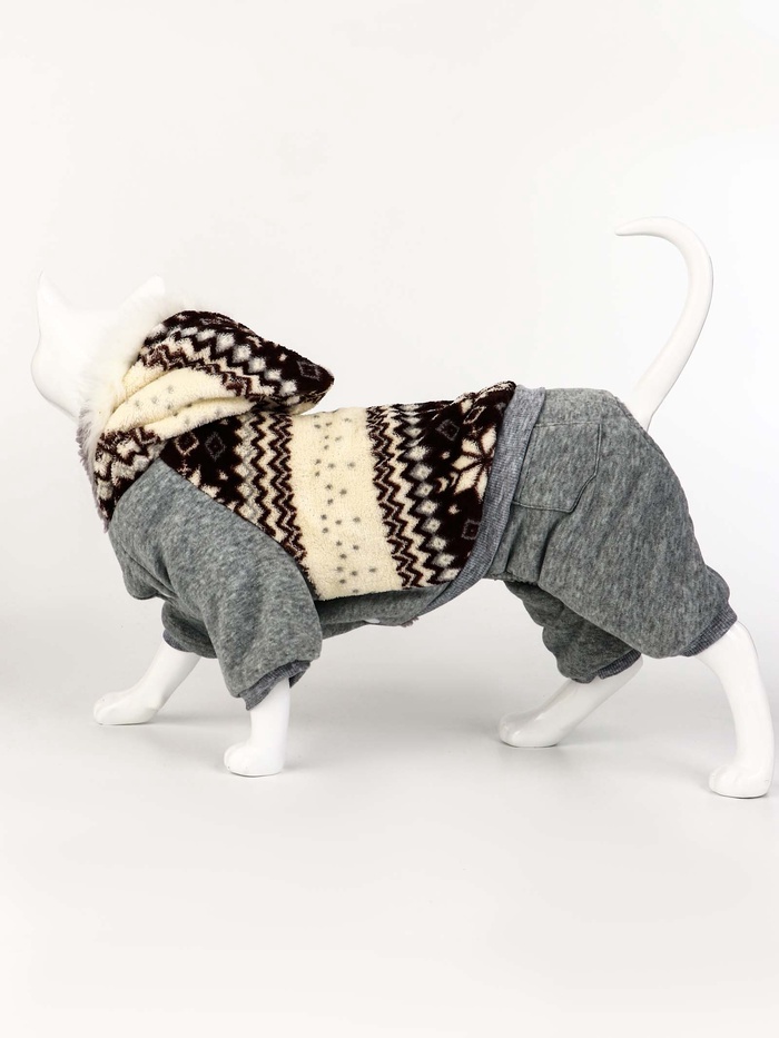 Комбинезон «Лапландия», с подкладом, размер S, ДС 25, ОГ 35, ОШ 25 см, серый, коричневый