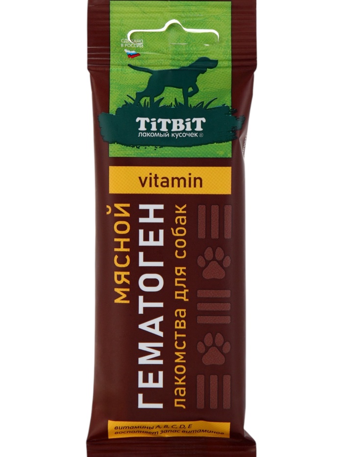 Гематоген Titbit мясной для собак, витаминный, 35 г