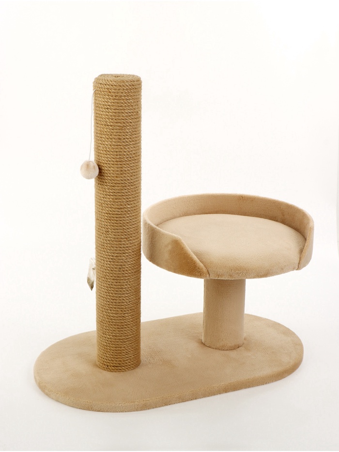 Когтеточка «АЛЬФА», 62×35×62, с лежанкой, джут, бежевая