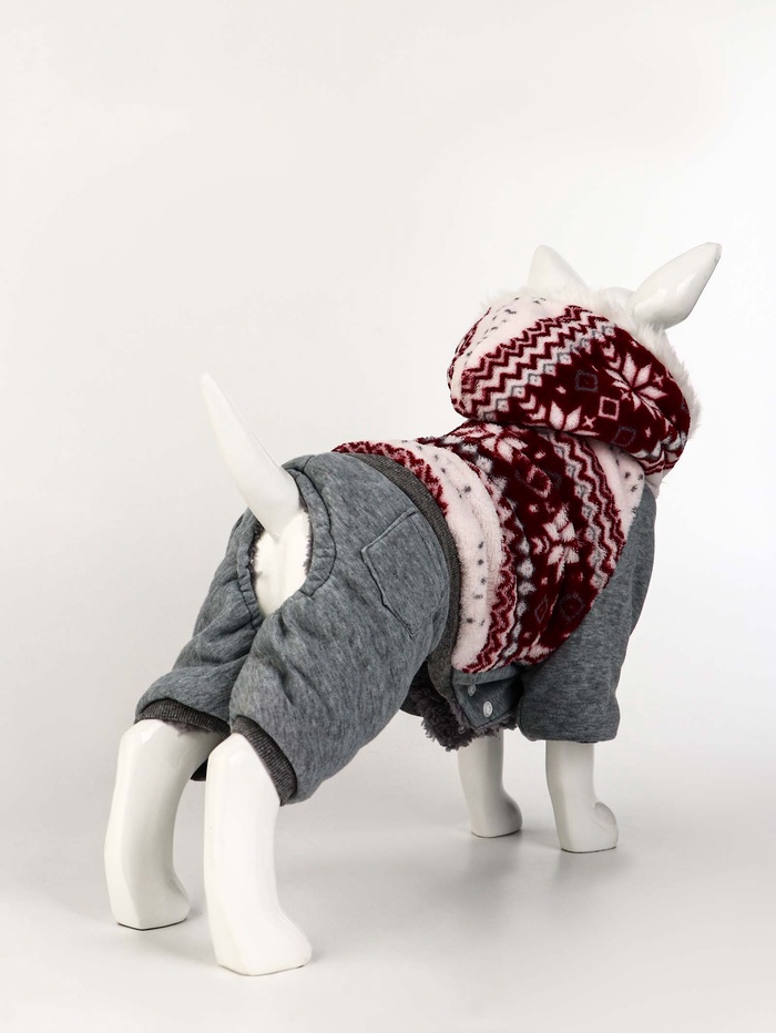 Комбинезон «Лапландия», с подкладом, размер S, ДС 25, ОГ 35, ОШ 25 см, серый, бордовый