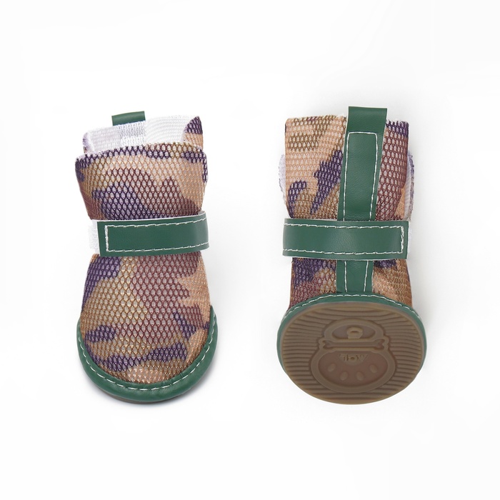 Ботинки для собак «Боец», набор 4 шт., размер 2 (подошва 4.5×3.7 см) камуфляж