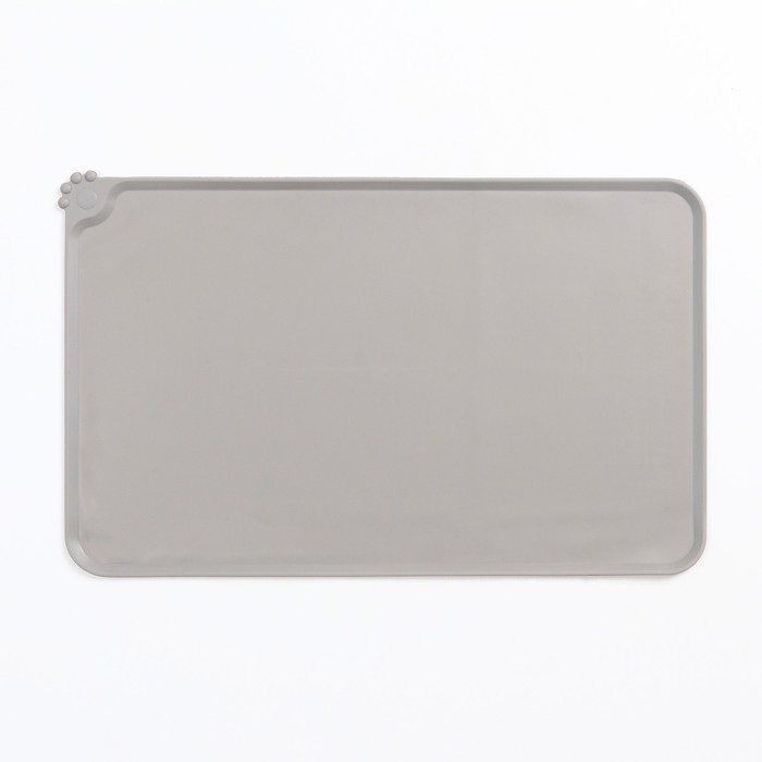 Коврик силиконовый под миску, 47×30 см, серый