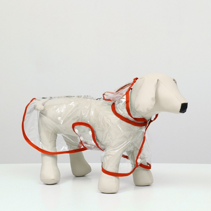 Дождевик для собак, размер M, ДС 26, ОГ 38-41, ОШ 40 см, красный