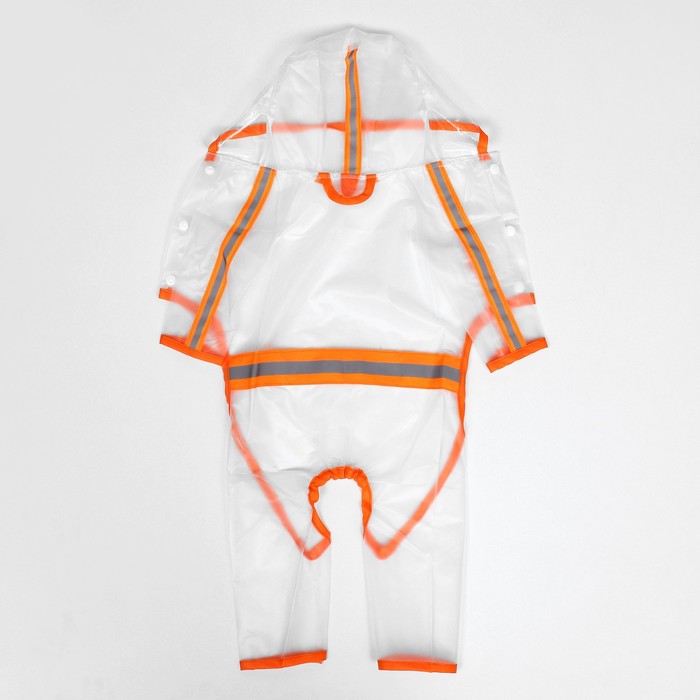 Дождевик - комбинезон для собак, размер S, ДС 25, ОГ 37 см, вес 3-5 кг, прозрачный, оранжевый