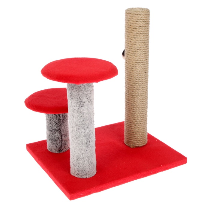 Когтеточка «Столбик», 43×36×31 см, с двумя грибами, джут, МИКС