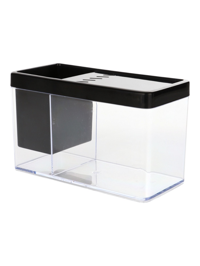 Аквариум настольный, 1.5 л, 17×8×10 см, с отсеком, чёрный
