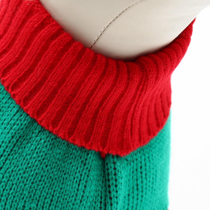 Свитер новогодний для животных «Ягодка», размер XS, ДС 20, ОШ 21, ОГ 30 см, красный, зелёный