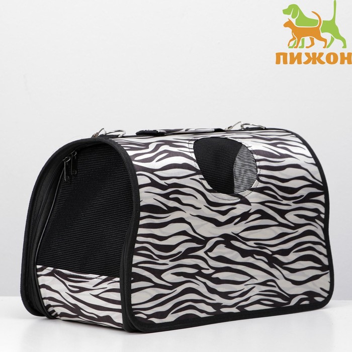 Сумка - переноска для животных «Белый тигр», размер М, 45×21×27 см