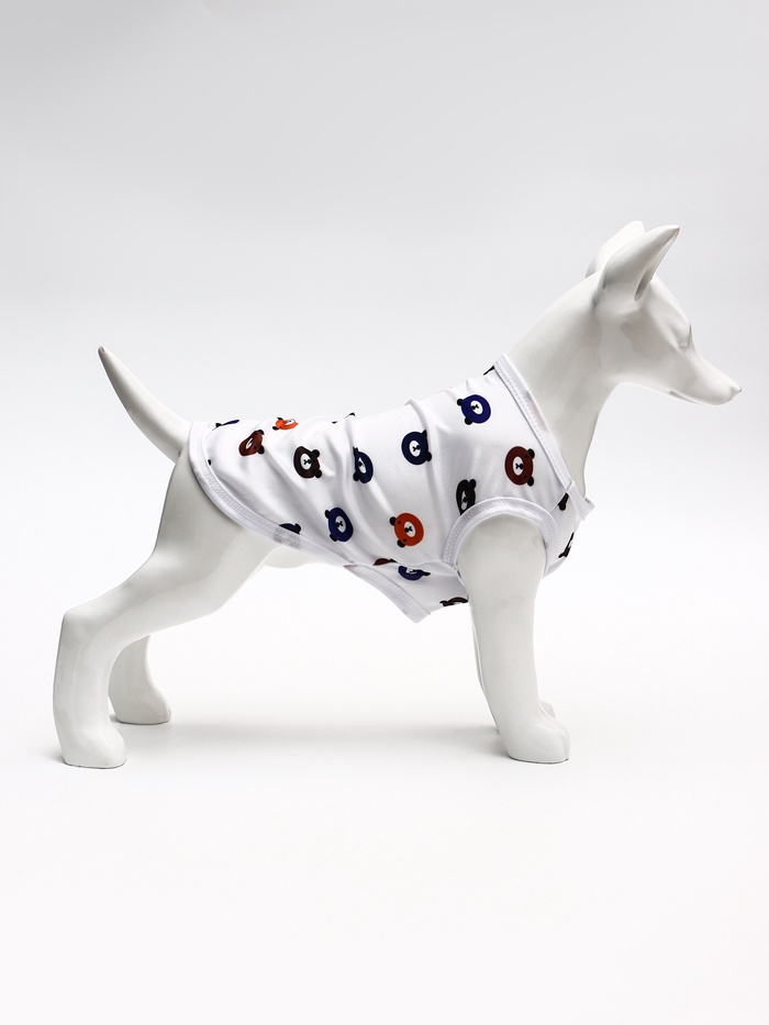 Футболка для животных «Мишка», XL (ДС 38, ОГ 50 см), белая