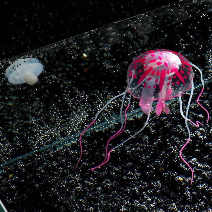 Декор для аквариума «Медуза», 5×5×15 см, с неоновым эффектом, силикон, розовая