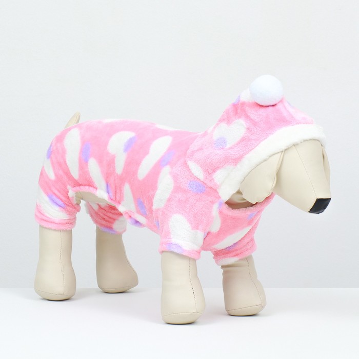 Комбинезон «Любовь», с капюшоном, размер XL, ДС 40 см, ОГ 50 см, ОШ 40 см, розовый