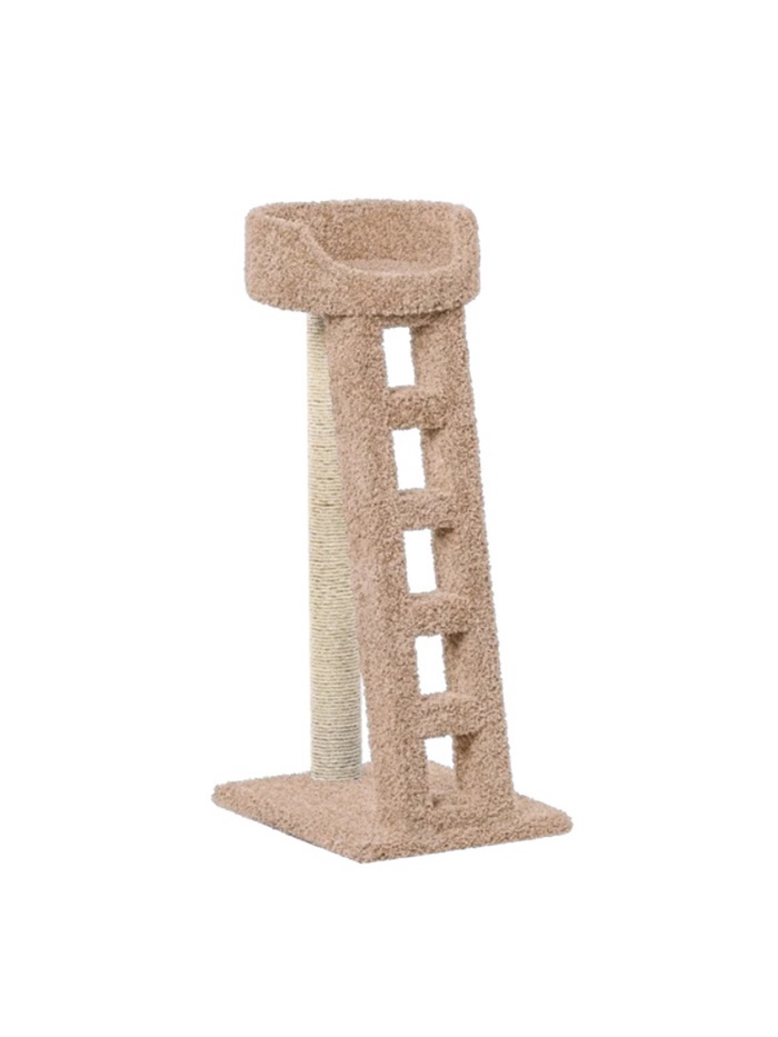 Когтеточка с лежанкой «Лежанка с лестницей» 58×46×114 см, сизаль, бежевый
