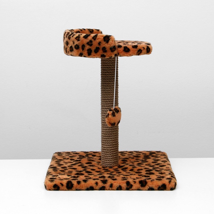 Когтеточка малая «Арена» с игрушкой, 40×40×55 см, джут, леопард