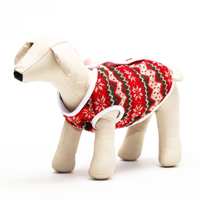 Кардиган с мишкой для собак, новогодний, размер M