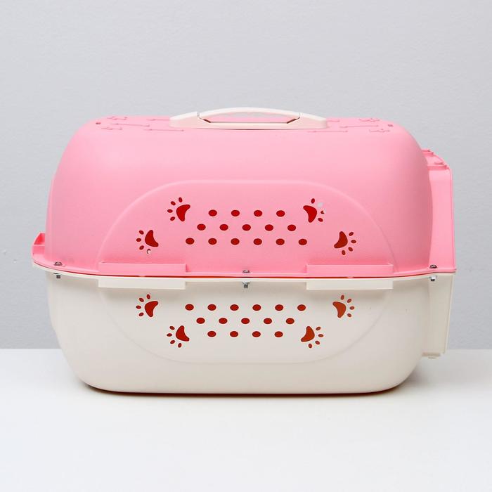 Переноска для животных, 47.5×33×31 см, пластик, розовая