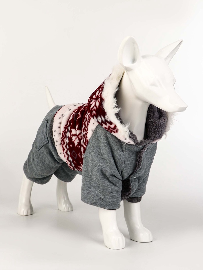 Комбинезон «Лапландия», с подкладом, размер S, ДС 25, ОГ 35, ОШ 25 см, серый, бордовый