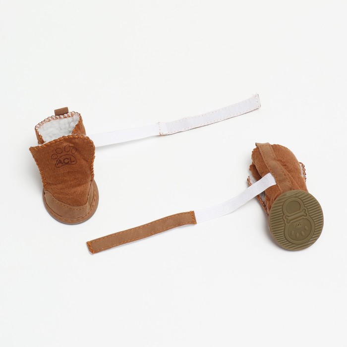 Ботинки для животных «Элеганс», набор 4 шт., размер 4 (подошва 5.5×4.5 см) коричневые