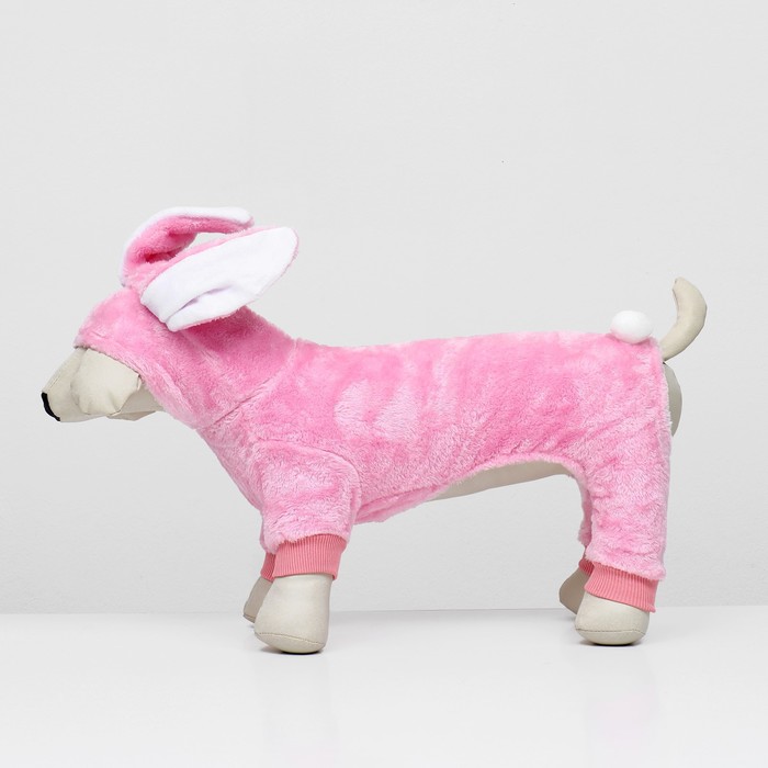 Комбинезон «Зайка», с капюшоном, размер S, ДС 25 см, ОГ 35 см, ОШ 25 см, розовый