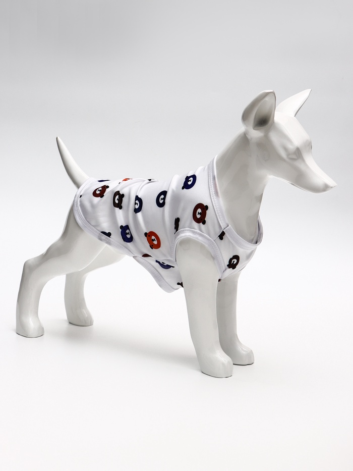 Футболка для животных «Мишка», M (ДС 30, ОГ 42 см), белая