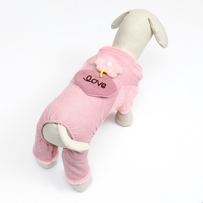 Комбинезон Love, размер М, ДС 30 см, ОГ 40 см, ОШ 30 см, розовый