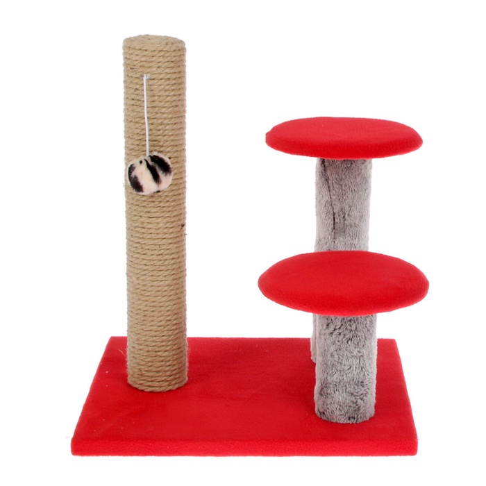 Когтеточка «Столбик», 43×36×31 см, с двумя грибами, джут, МИКС
