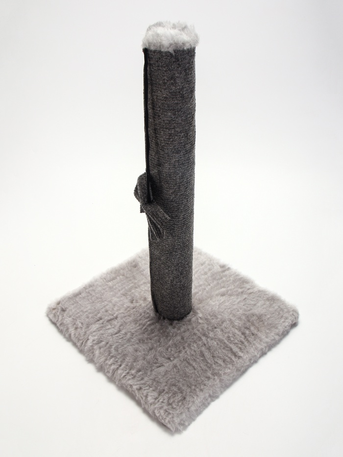 Когтеточка-столбик«Пижон», 30×30×50 см, с игрушкой бантиком, серый