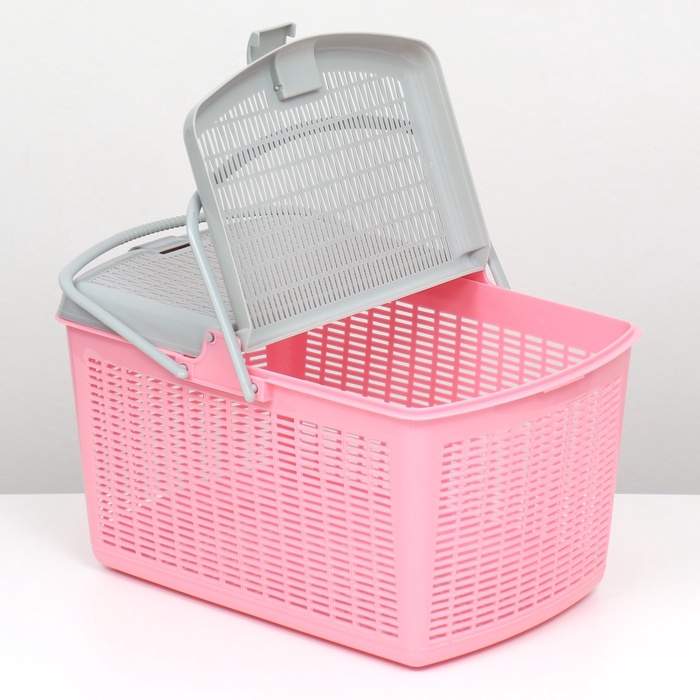 Корзина, 47×36×27.5 см, пластик, нежно-розовая